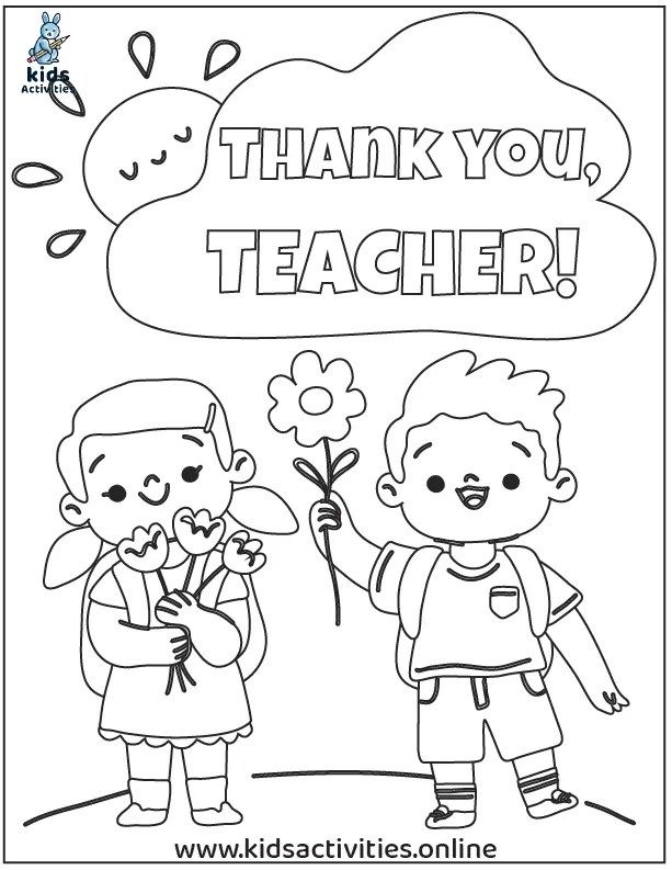 Free printable teachers day coloring pages for preschoolers â kids activities teachers day teacher printable teacher thank you cards