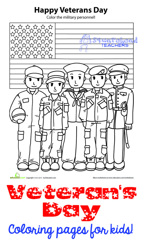 Veterans day coloring pages activities for kids squarehead teachers