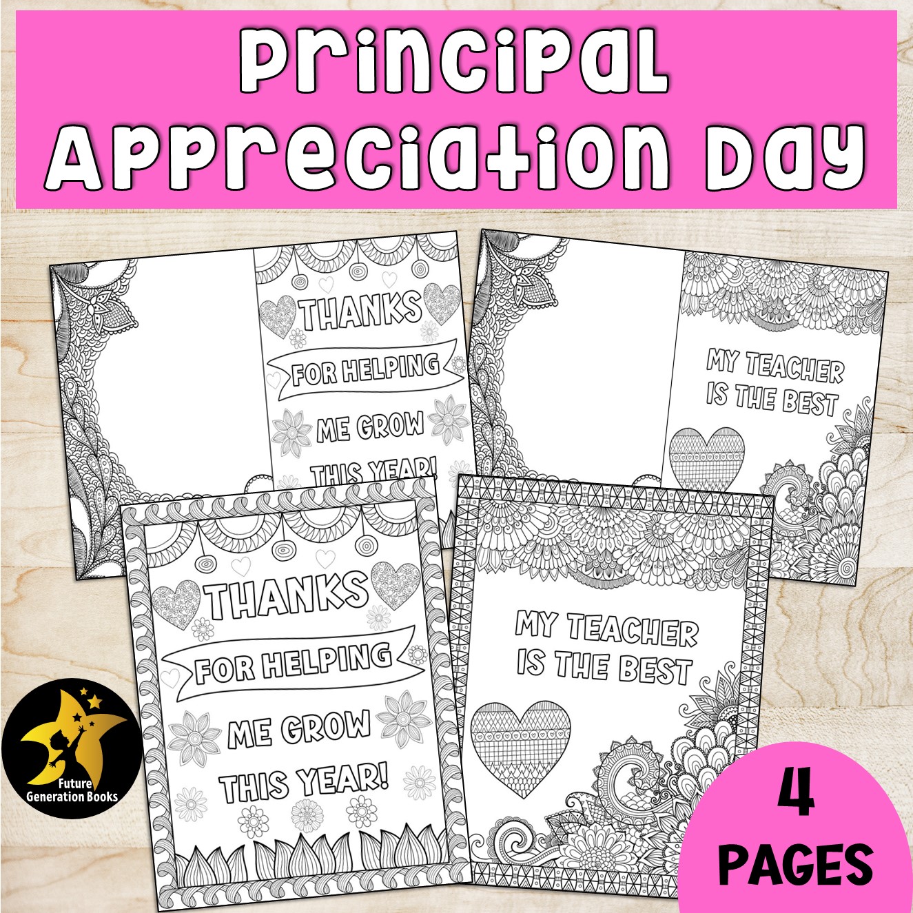Principal appreciation day cards thank you notes zen doodle coloring pages gift made by teachers