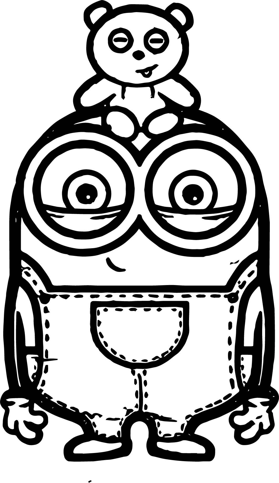 Minion bob and bear toy coloring page