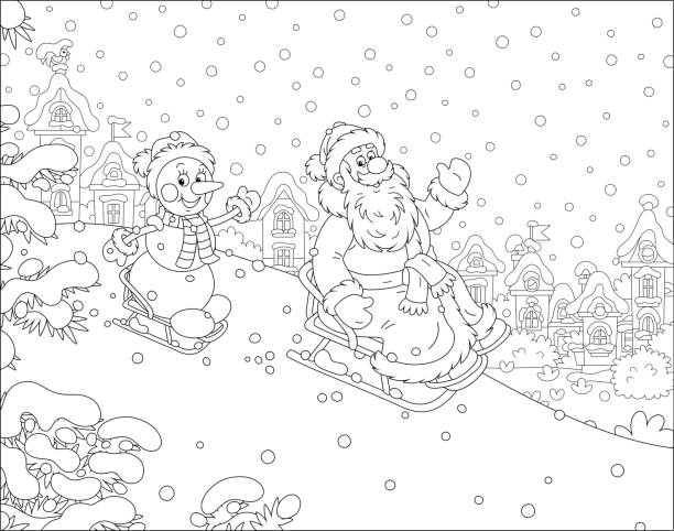 Holiday coloring pages stock illustrations royalty