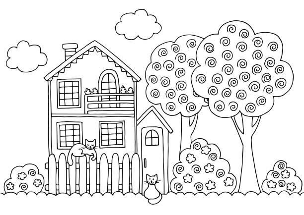 House coloring page stock photos pictures royalty