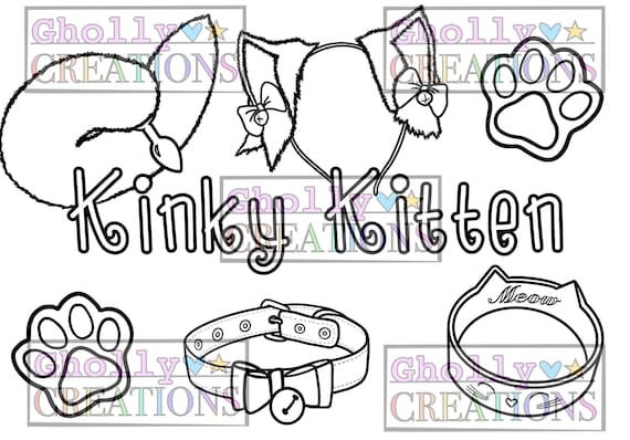 Kinky kitten adult coloring page