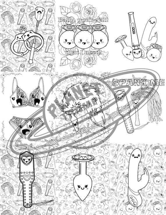 Kinky kawaii coloring book digital download downloadable coloring book printable adult coloring book coloring pages nsfw