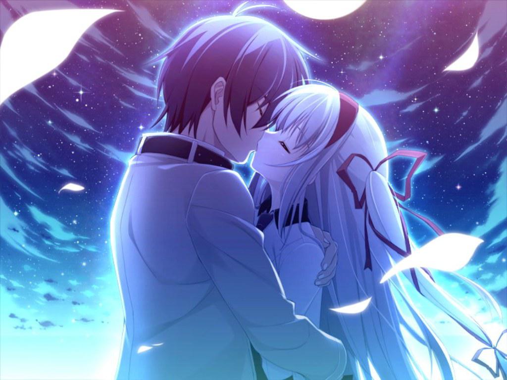 Romantic anime kiss wallpapers