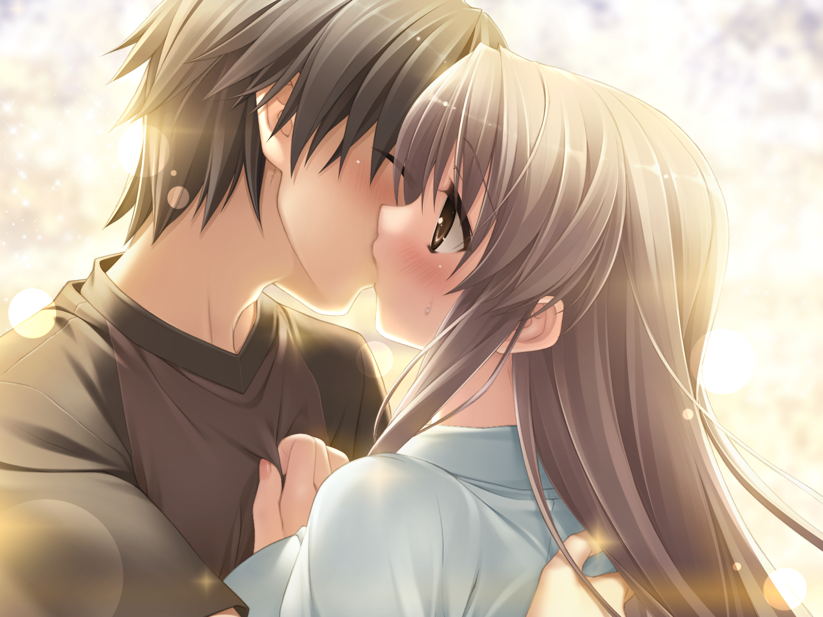Cute anime couple kissing wallpapers