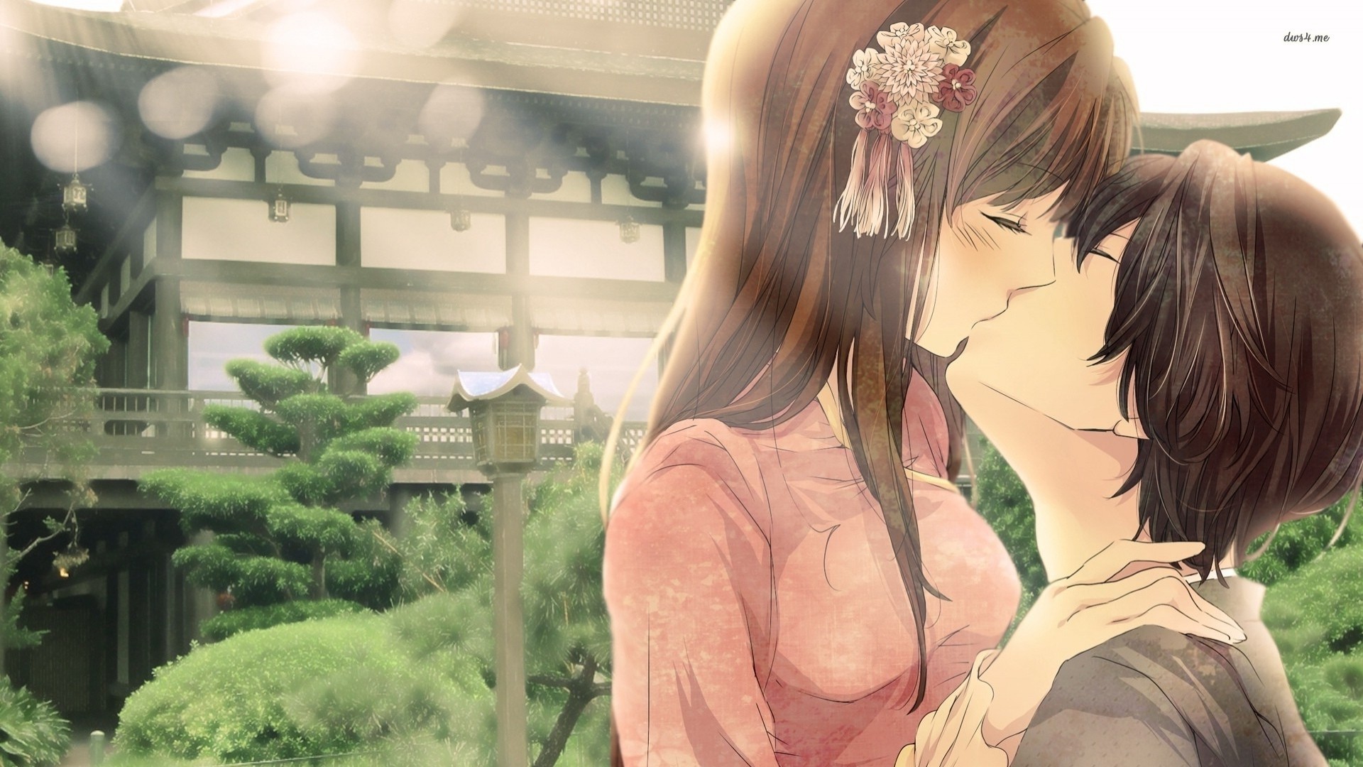 Anime girls kissing anime
