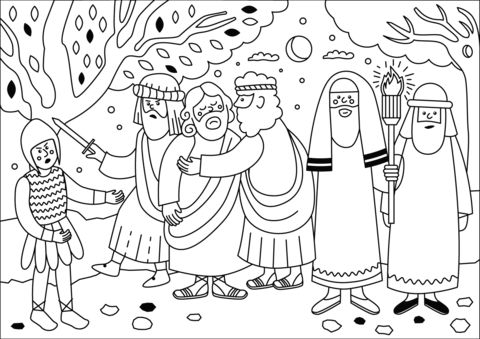 Kiss of judas coloring page free printable coloring pages