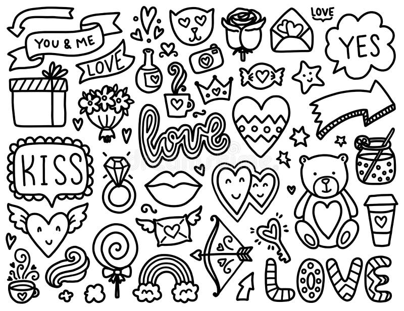 Doodles cute valentines elements stock vector