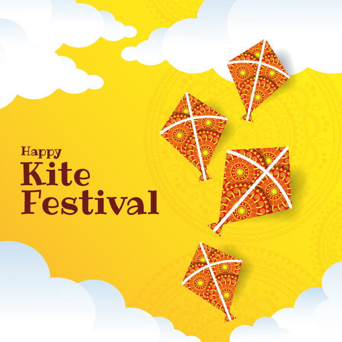 Happy kite festival with name photo create custom wishes