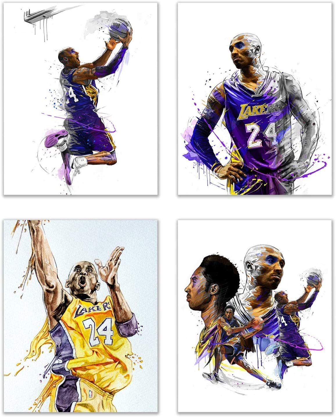 Buy kobe bryant art prints waterlor silhouette set of x poster photos a online at lowest price in angola bvjt