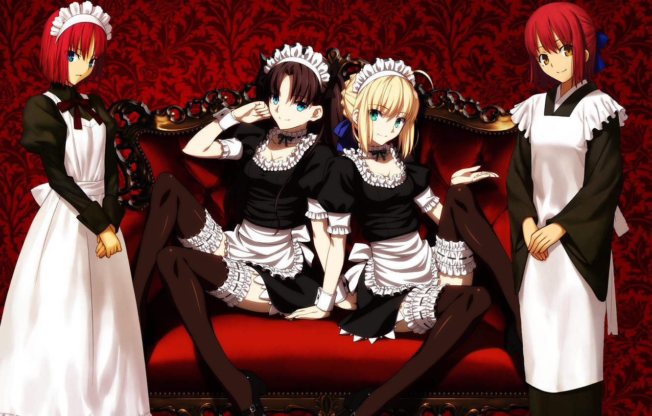 Wallpaper red girls saber fate stay night type