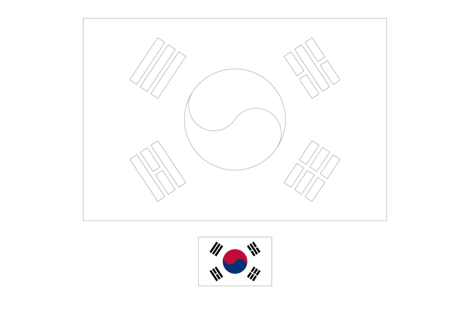 Flag of south korea coloring page