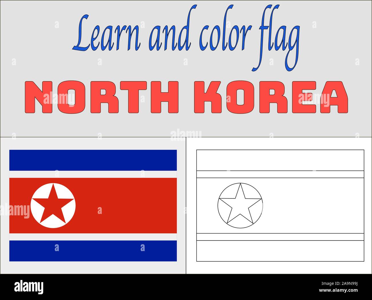 North korea national flag coloring book pages for education and learning original colors proportion vector illustration countries set stock vector image art