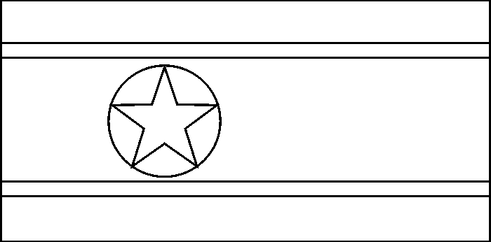 North korea flag coloring picture