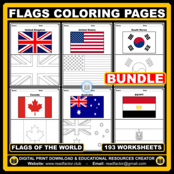 Flags of the world bundle coloring pages