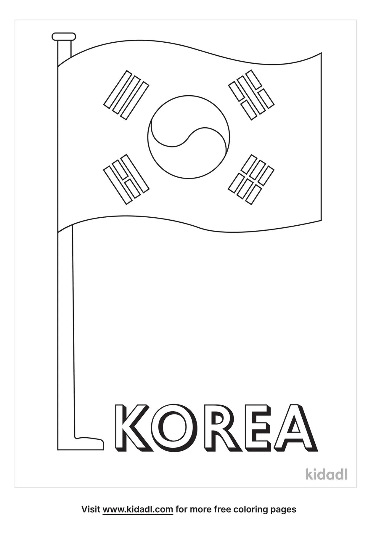 Free korean flag coloring page coloring page printables