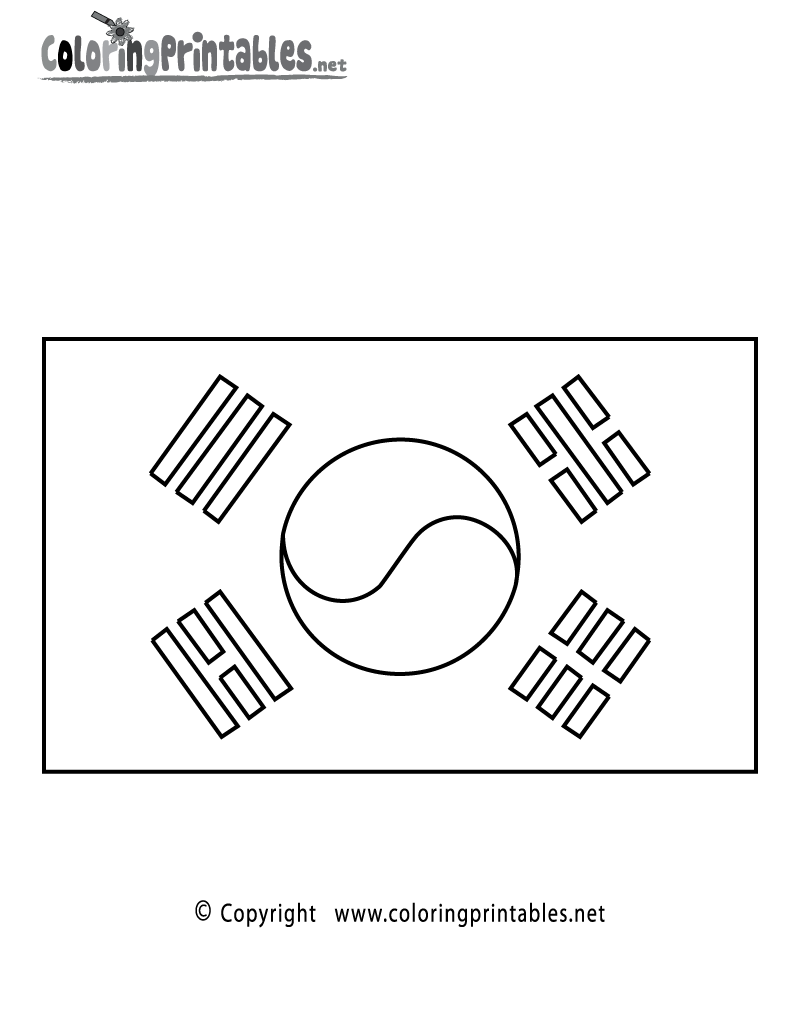 South korea flag coloring page