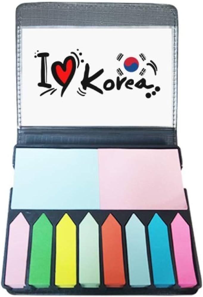 I love korea word flag love heart illustration self stick note lor page marker box everything else