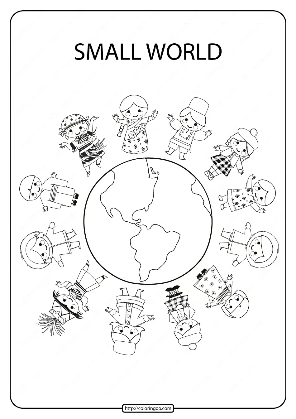 Printable small world pdf coloring page high quality free printable coloring drawing paintâ around the world theme kids around the world earth coloring pages