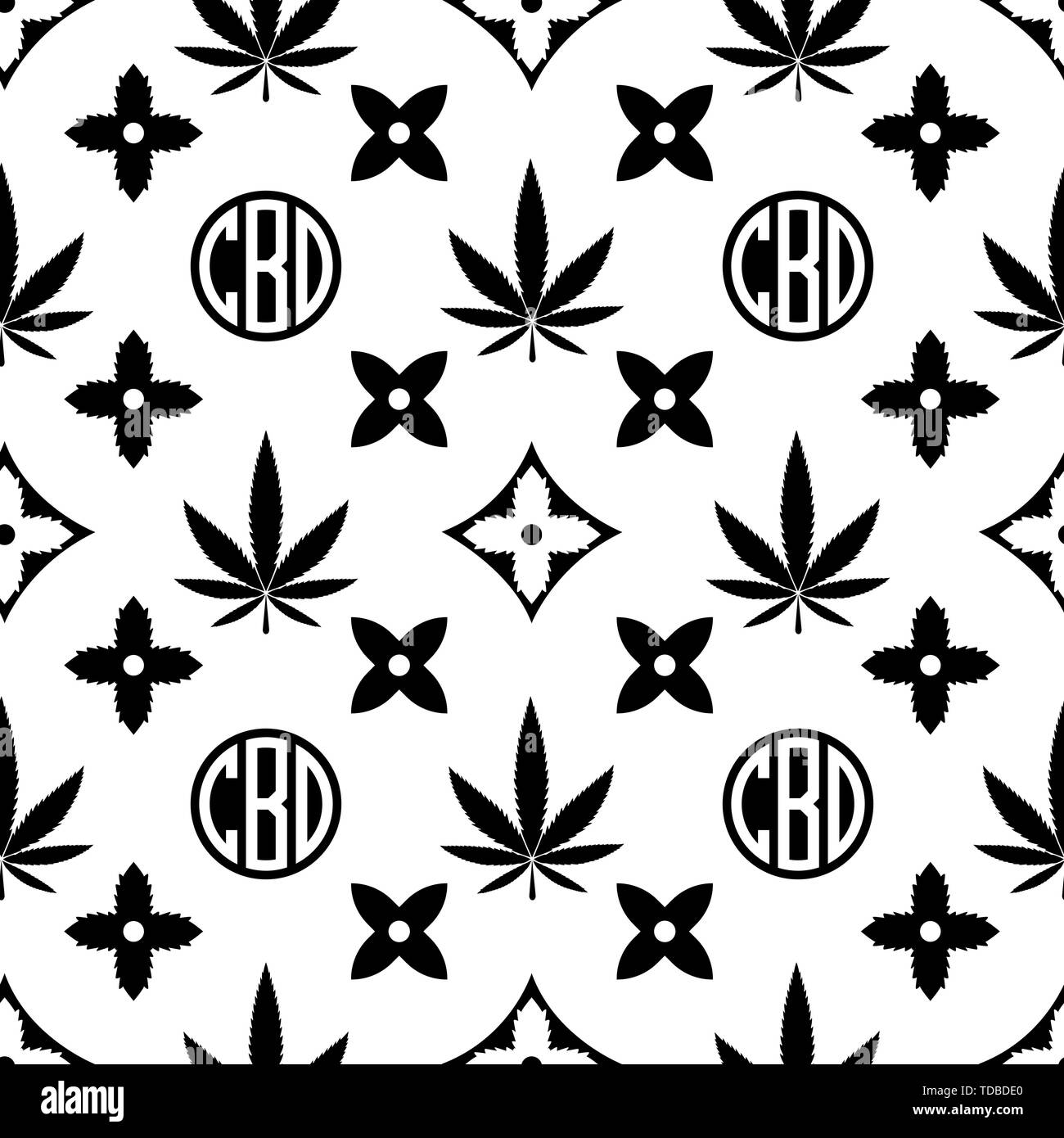 Marijuana seamless pattern black on white weed vector wallpaper cannabis leaf tile background vector illustration for web packaging wrapping stock vector image art