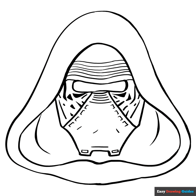 Kylo ren from star wars coloring page easy drawing guides