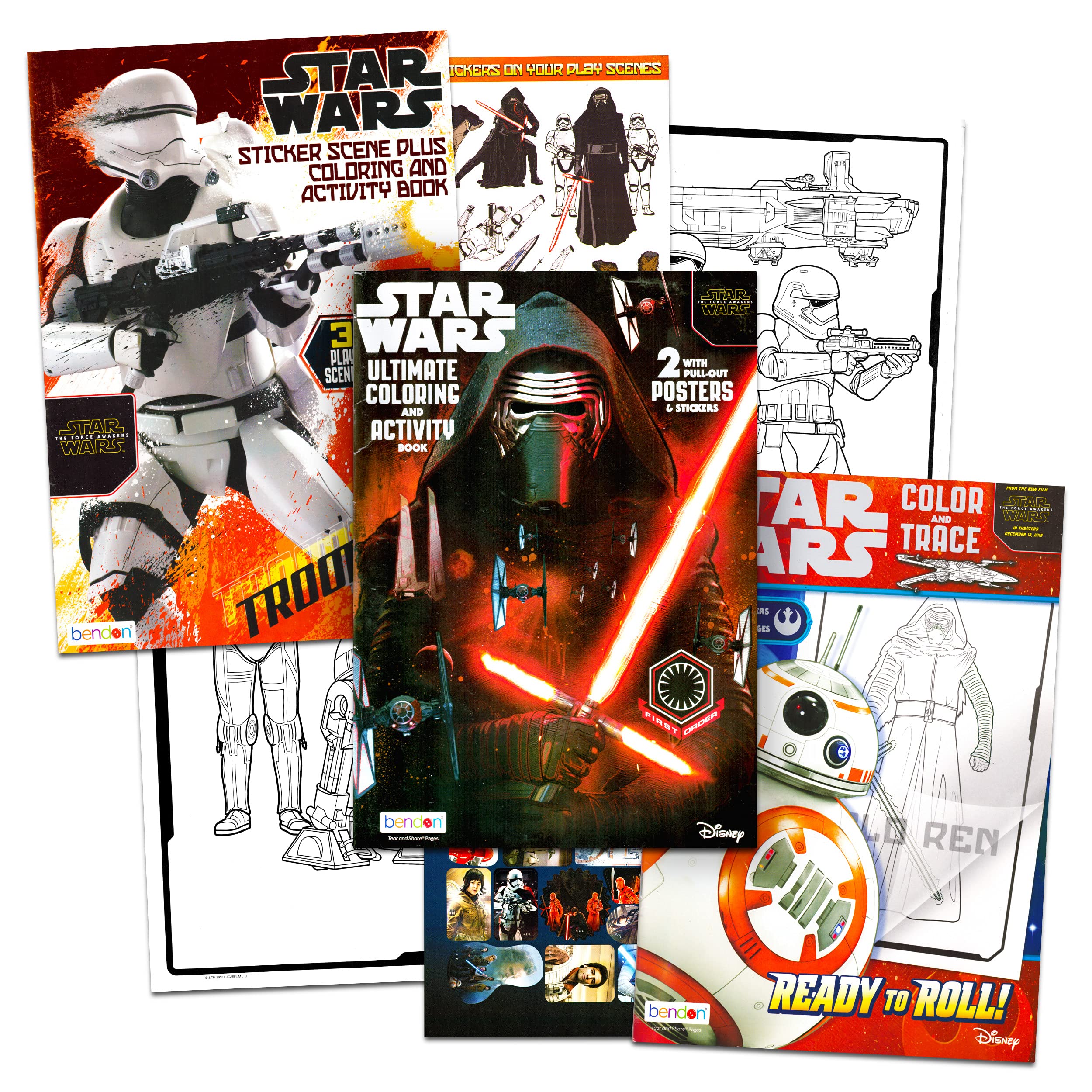 Star wars coloring book bundle star wars the force awakens coloring and activity books featuring kylo ren rey stormtroopers bb