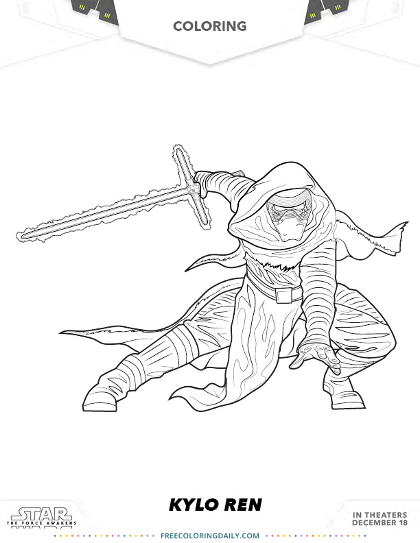 Kylo ren coloring page free coloring daily