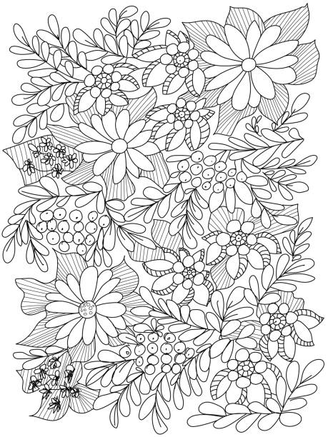 Adult coloring pages floral stock photos pictures royalty