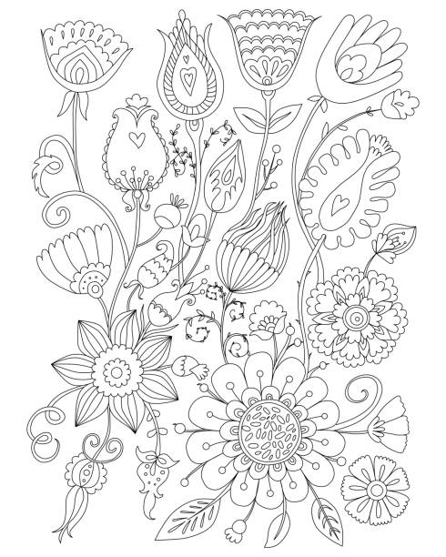 Adult coloring pages floral stock photos pictures royalty