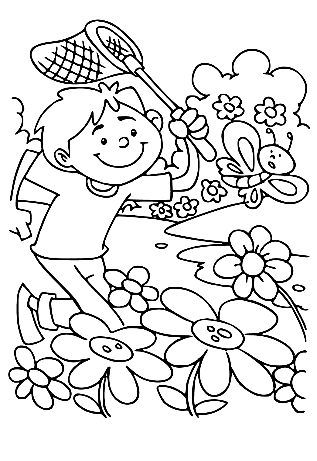 Free printable spring nature coloring page for adults and kids