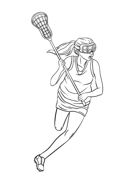 Premium vector lacrosse isolated coloring page for kids