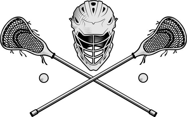 Lacrosse gear emblem white easy to change fill color stock illustration