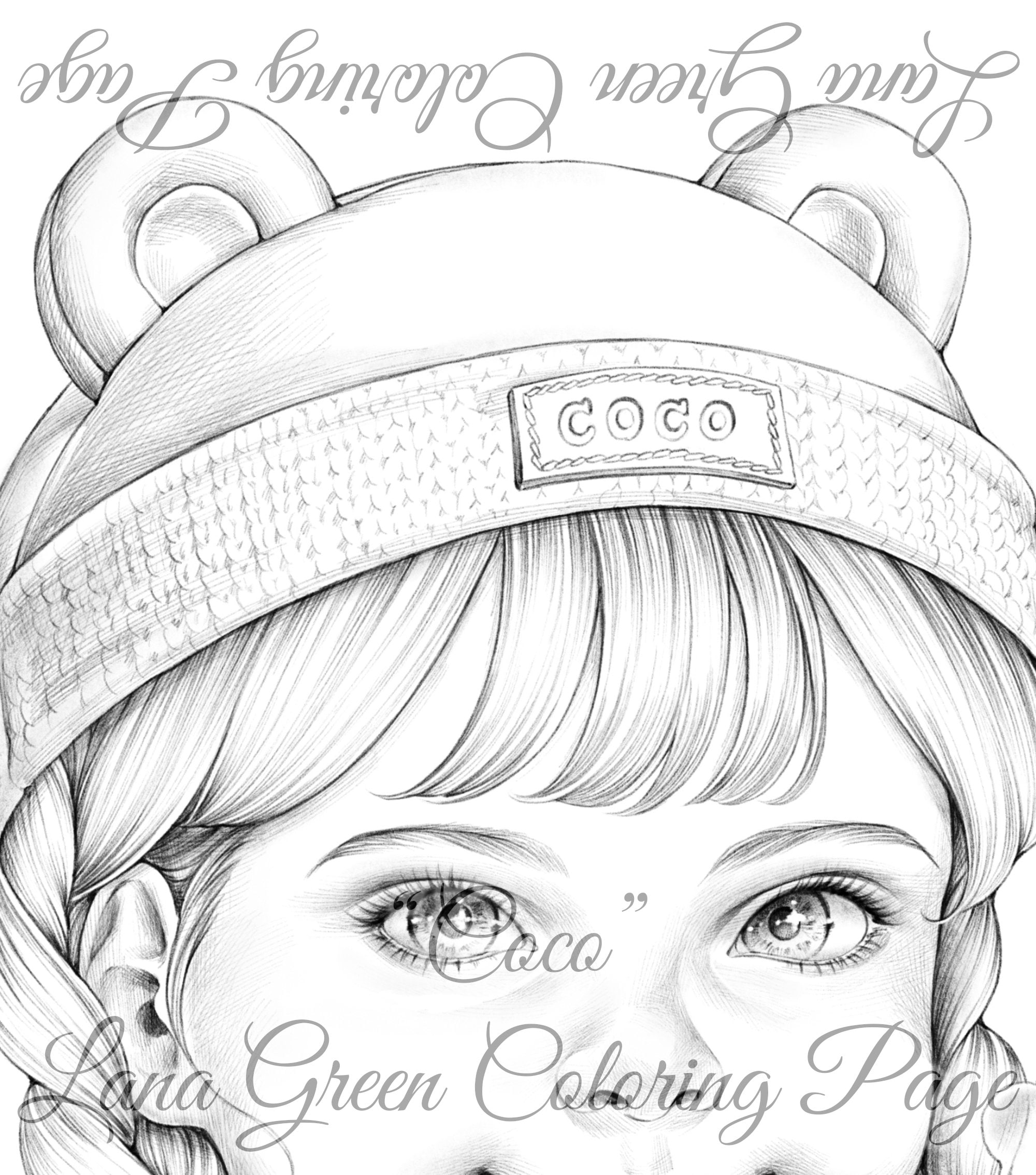 Coco coloring page for adults grayscale coloring page instant download lana green art jpeg pdf