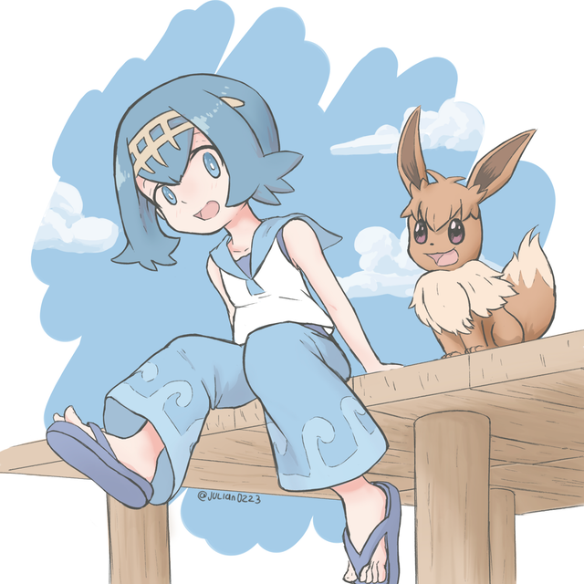 I was really lazy with the background here but i made this lana and sandy rpokemon