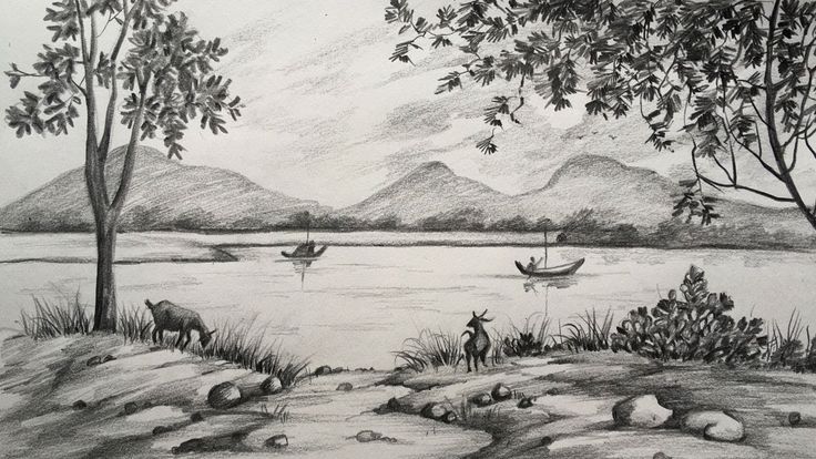 Pencil Landscape Drawing.forest Landscape Graphite Drawing - Etsy-saigonsouth.com.vn