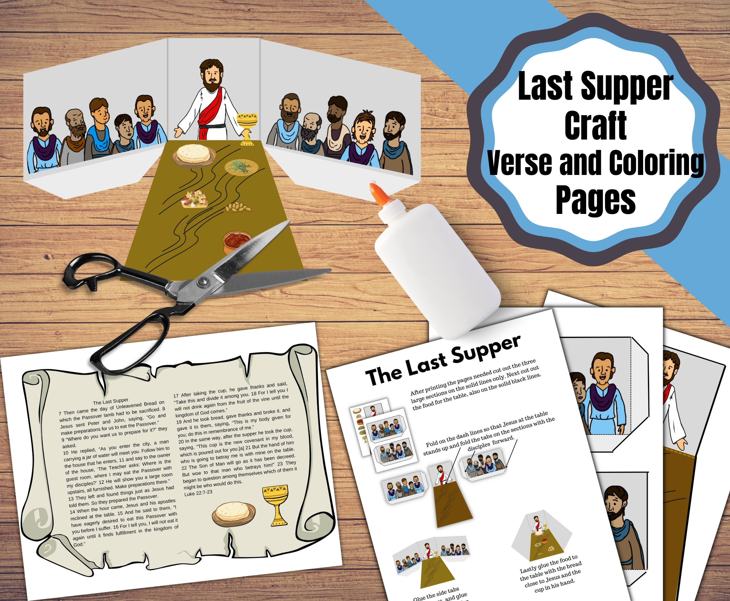 Printable last supper kids craft with story page in web and coloring sheet lords supperlast supper