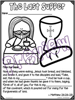The last supper coloring handouts worksheets by trinitymusic tpt