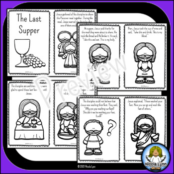 The last supper mini book and coloring pages by nicola lynn tpt