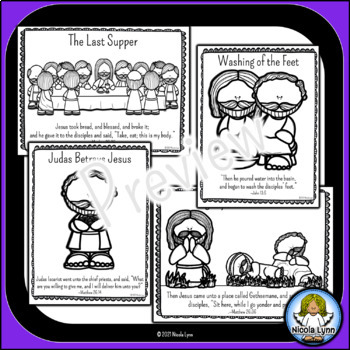 The last supper mini book and coloring pages by nicola lynn tpt