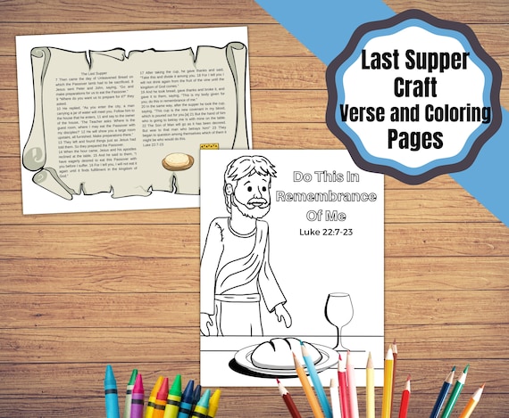 Printable last supper kids craft with story page in web and coloring sheet lords supperlast supper download now