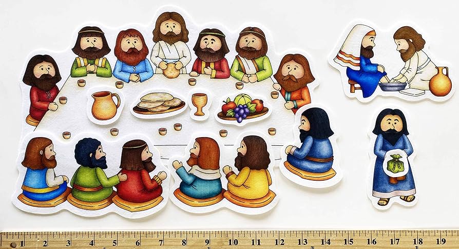 Last supper felt figures bible feltflannel board story set kids easter jesus passover lesson guide coloring pages toys games