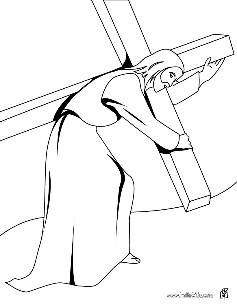 Jesus christ carrying the cross coloring pages