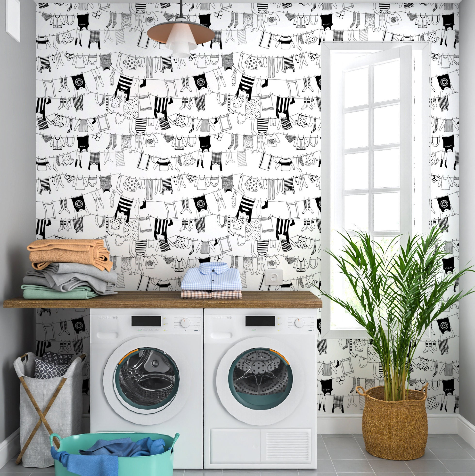 Laundry wallpaper laundry room wallpaper black and white
