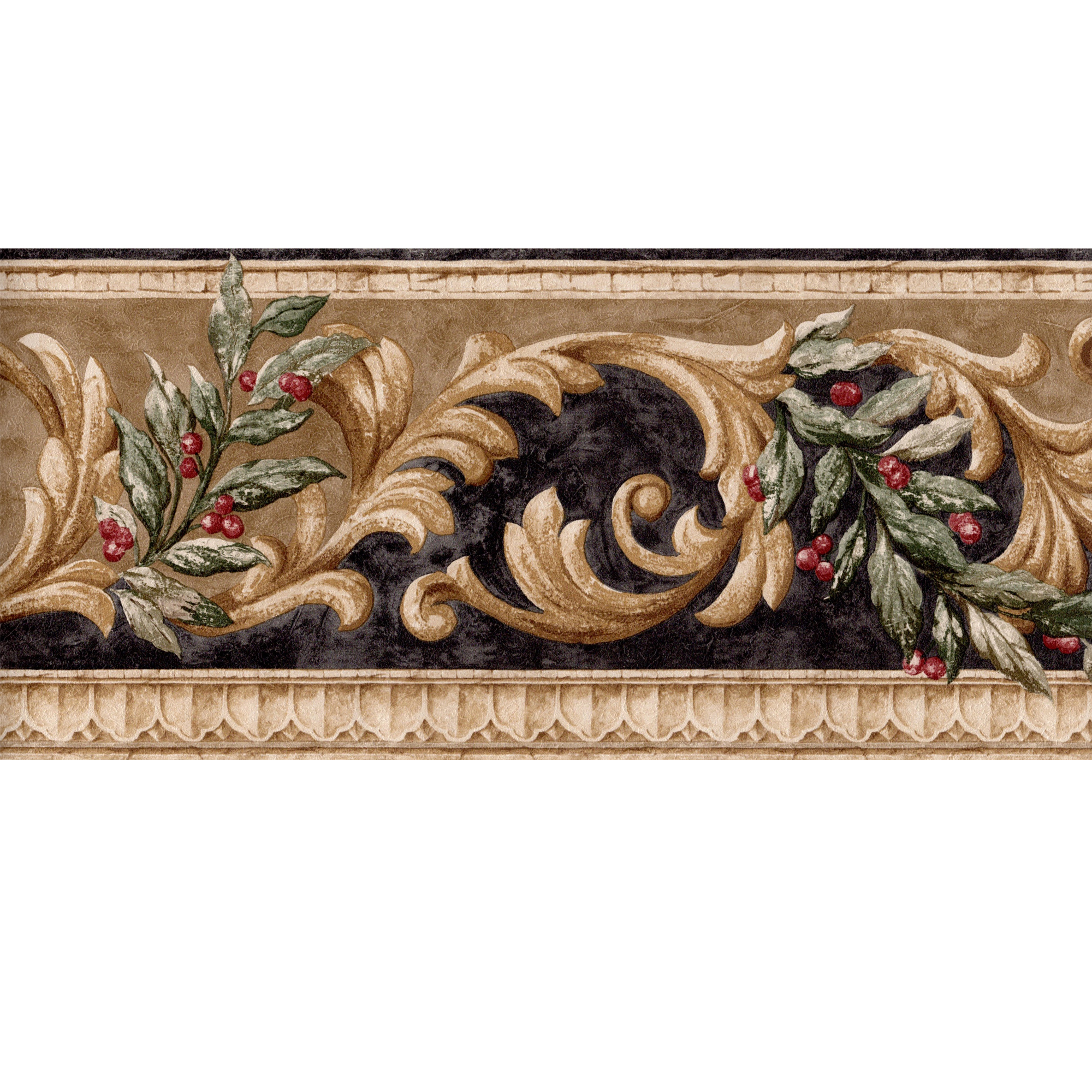 Trimz victorian brown scroll leaf olive grove architectural wallpaper border
