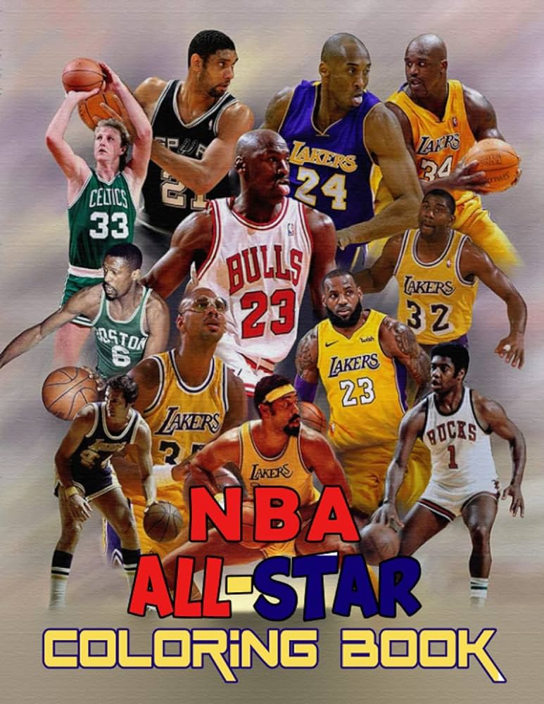 Nba all stars coloring book the greatest basketball players of all time colouring pages for adults and kids lebron james kevin durant kawhi leonard stephen curry russell westbrook and more spidle jeremy