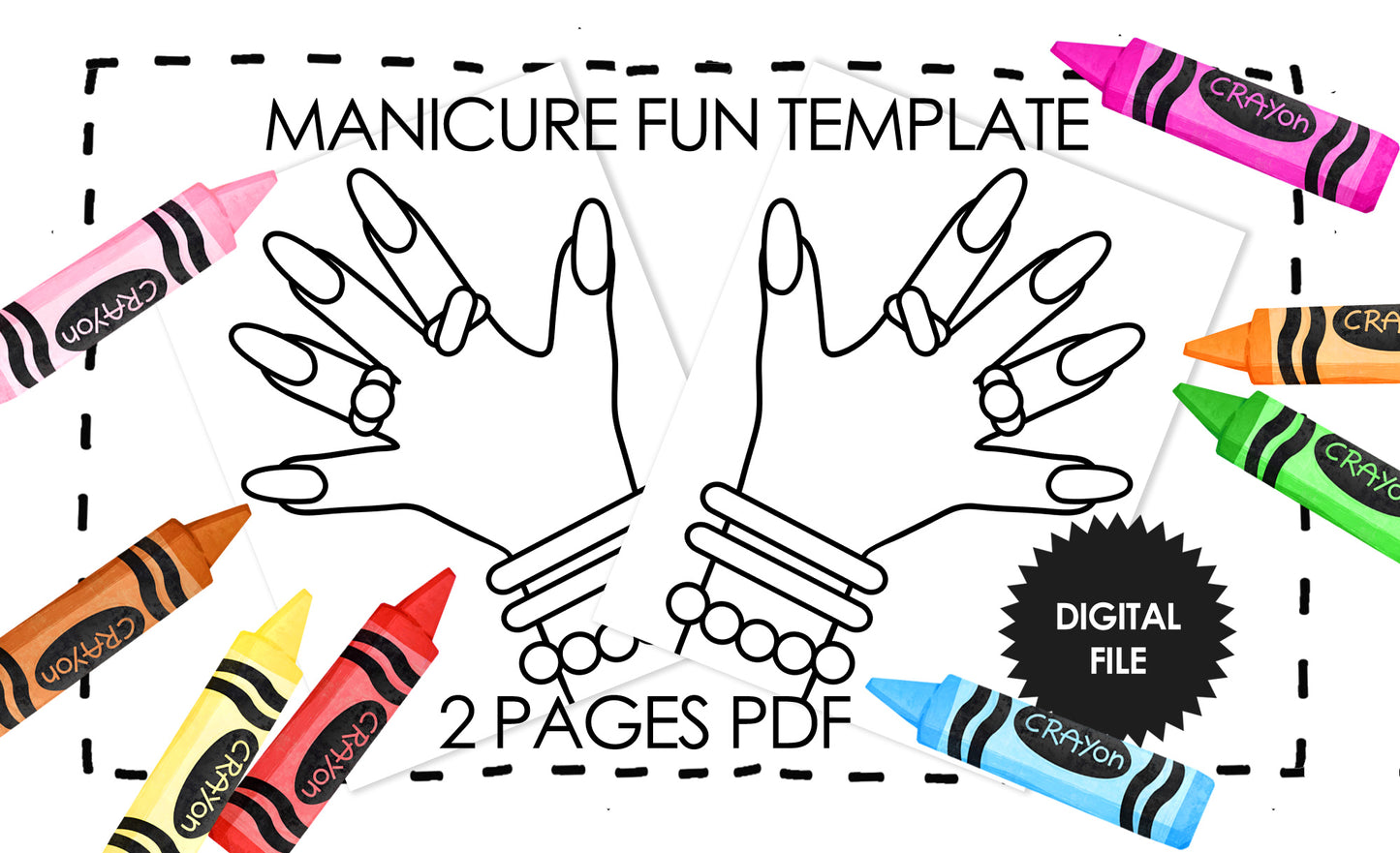 Manicure fun template for girls nail coloring pages for kids pages â she