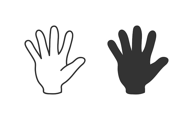 Premium vector five fingers gesture thin line icon open palm illustration symbol hand vector flat