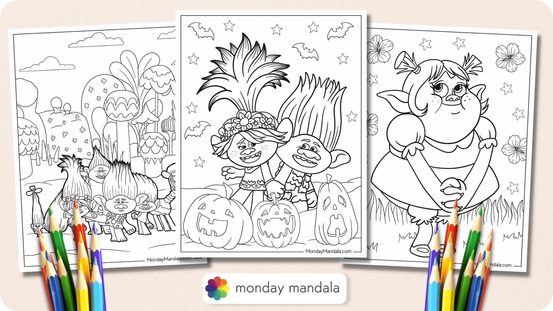 Trolls coloring pages free pdf printables