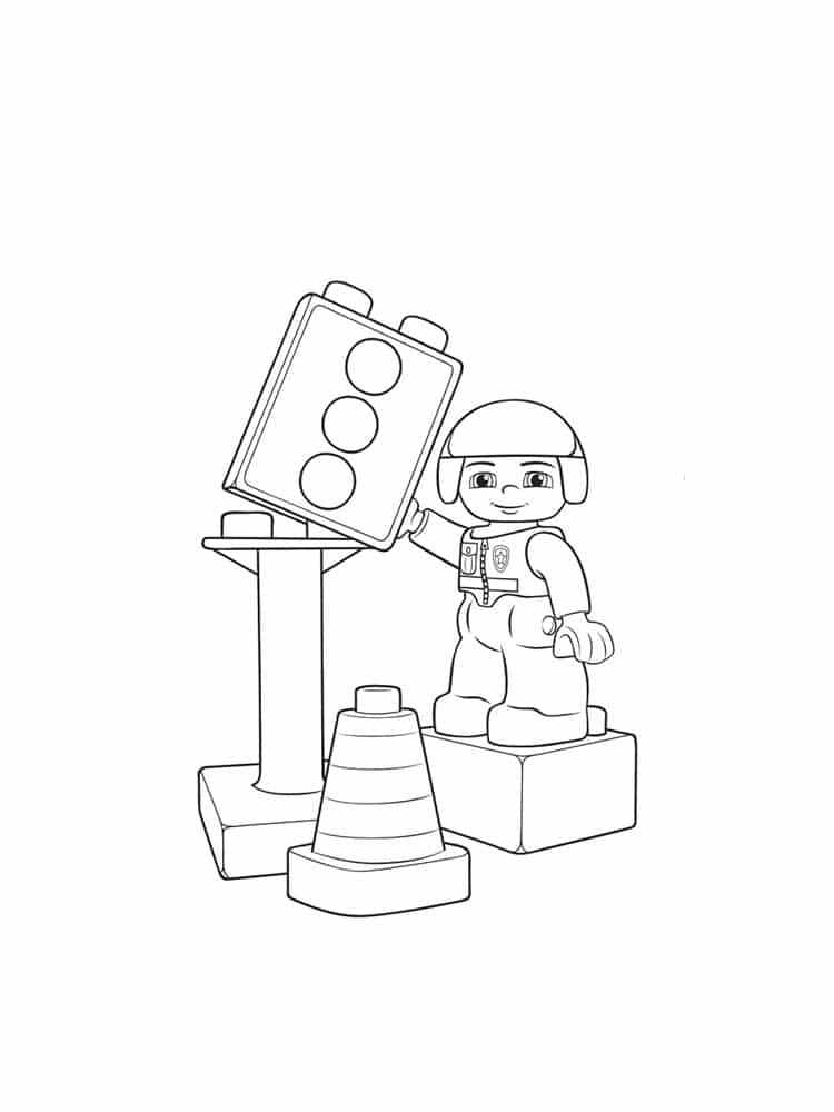 Lego man and a traffic light coloring page